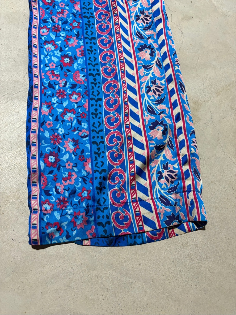 Zara Blue Multi-Pattern Wide-Leg Pants - Picture 8 of 14